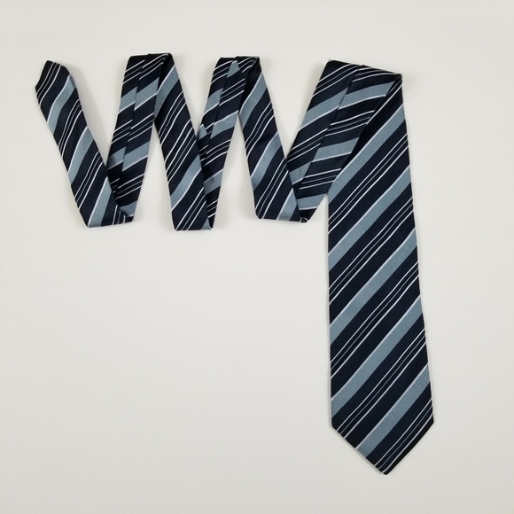Boss Hugo Boss blue striped silk mens neck tie - Picture 6 of 6